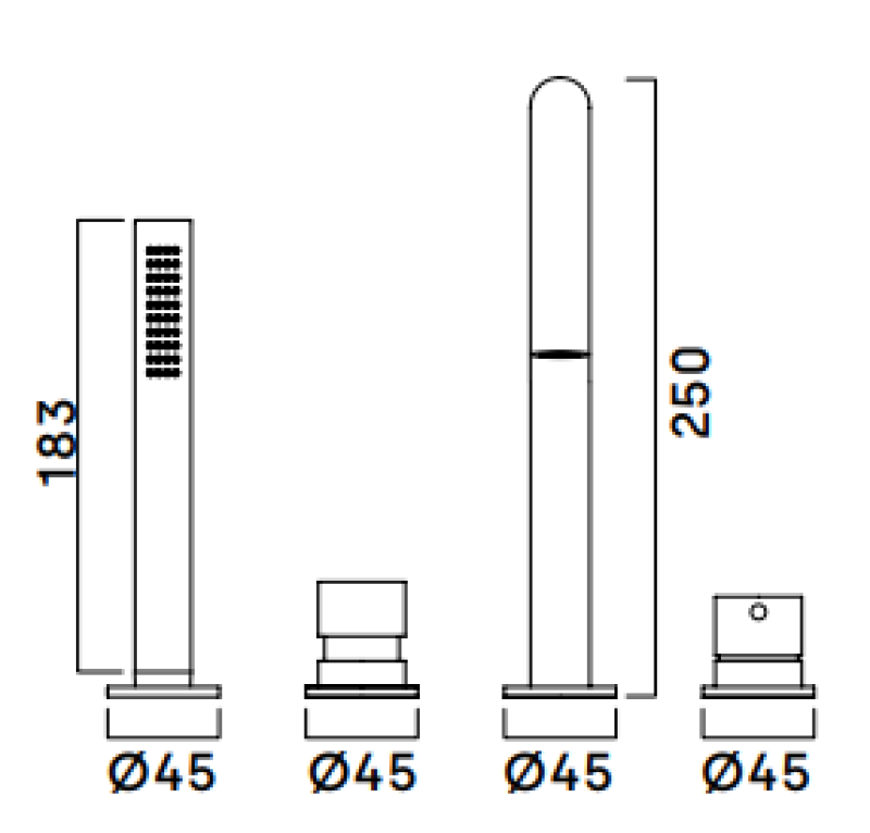 Waterevolution Flow 4-otworowa bateria wannowa do montażu na brzegu wanny, szczotkowany mosiądz naturalny H T138HLE