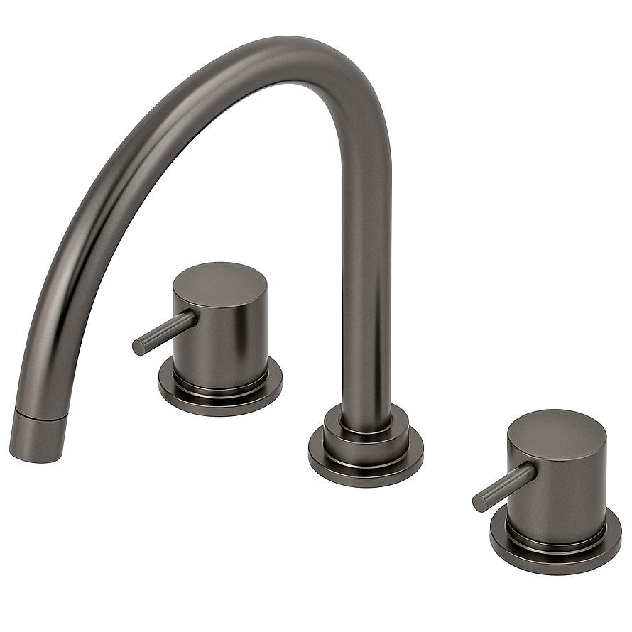 Waterevolution Flow 3-otworowa bateria kuchenna z obrotową wylewką i przyłączem do filtrowanej wody gun metal T152UGME