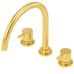 Waterevolution Flow 3-otworowa bateria kuchenna z obrotową wylewką i przyłączem do filtrowanej wody, w kolorze jasnego złota T152UWGE