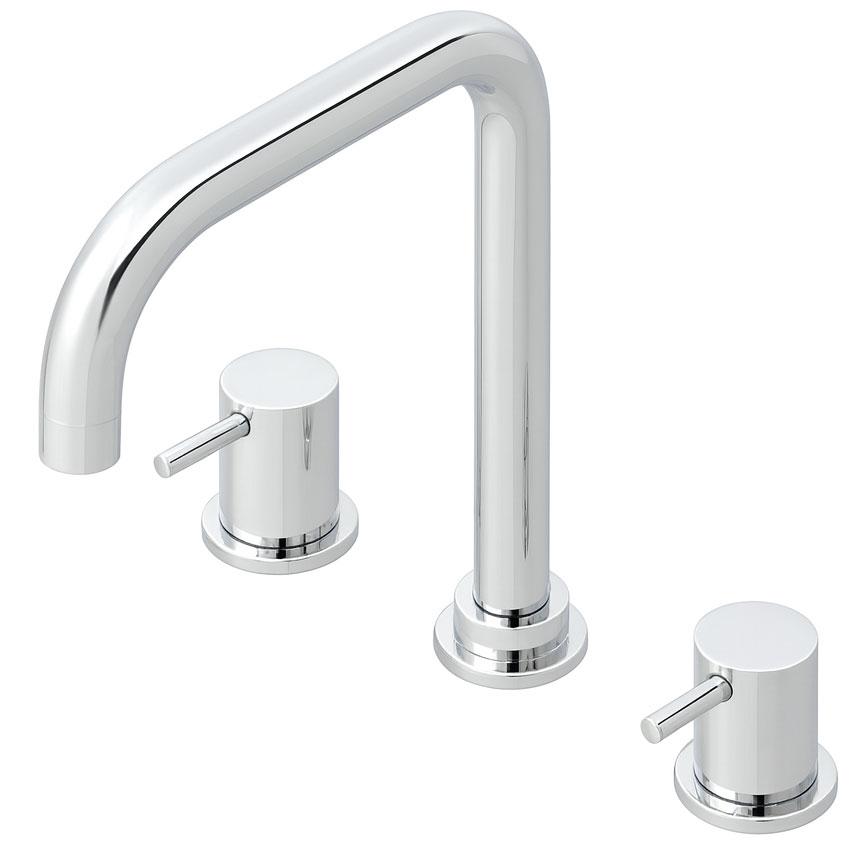 Waterevolution Flow 3-otworowa kuchenna bateria kątowa z obrotową wylewką i przyłączem do filtrowanej wody chrom T152H01
