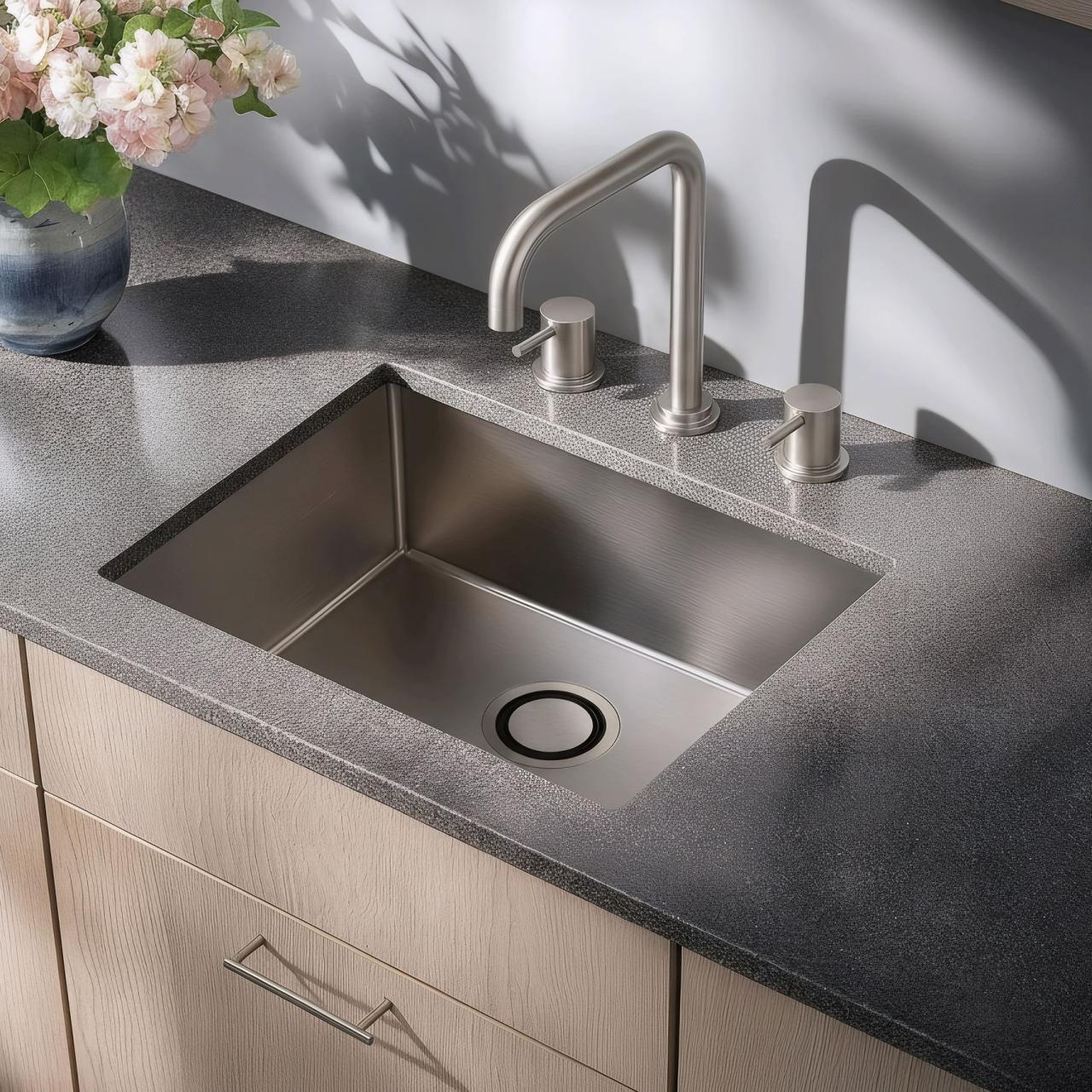 Waterevolution Flow 3-otworowa kątowa bateria kuchenna z obrotową wylewką i podłączeniem do filtrowanej wody RVS T152HIE