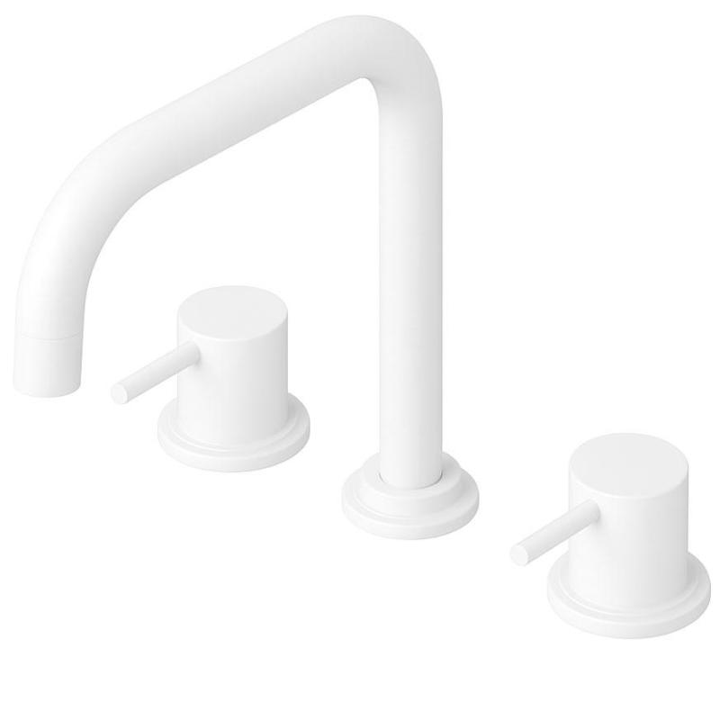 Waterevolution Flow 3-otworowa kuchenna bateria kątowa z obrotową wylewką i przyłączem do filtrowanej wody biała T152HBR