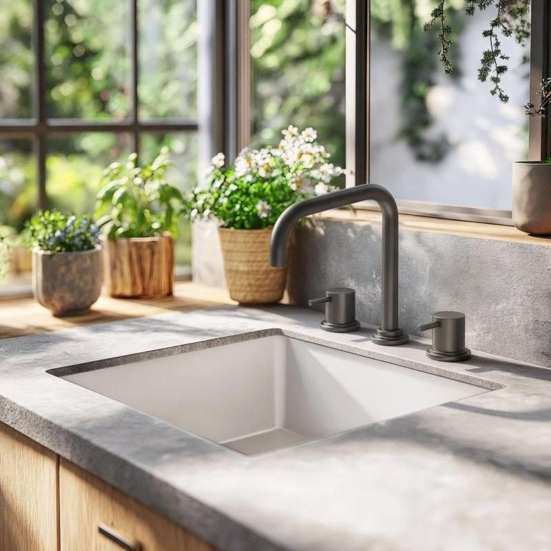 Waterevolution Flow 3-otworowa kuchenna bateria kątowa z obrotową wylewką i podłączeniem do filtrowanej wody gun metal T152HGME