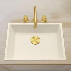 Waterevolution Flow 3-otworowa kątowa bateria kuchenna z obrotową wylewką i przyłączem do filtrowanej wody, jasne złoto T152HWGE
