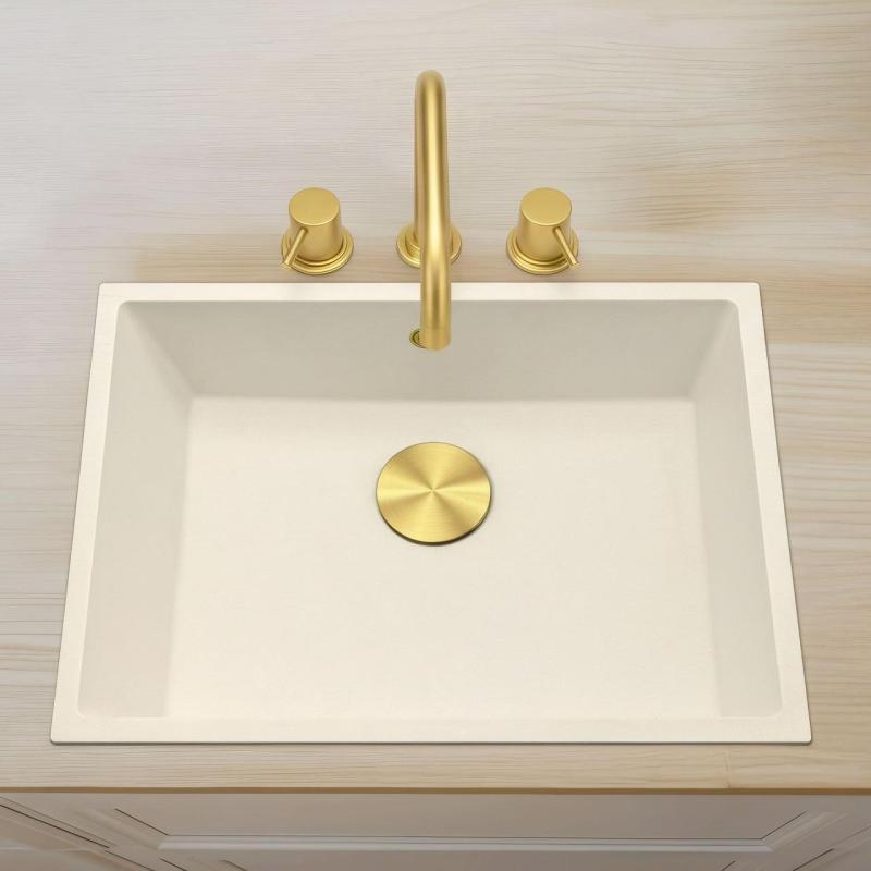 Waterevolution Flow 3-otworowa kątowa bateria kuchenna z obrotową wylewką i przyłączem do filtrowanej wody, jasne złoto T152HWGE