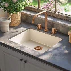 Waterevolution Flow 3-otworowa kuchenna bateria kątowa z obrotową wylewką i przyłączem do filtrowanej wody miedziana T152HCPE