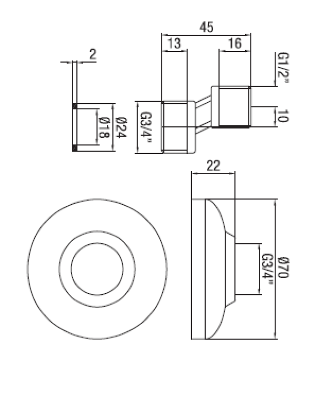 PB S-złącze chromowane 10mm Klasyczny Ekscentryk 1/2” x 3/4”1208969802