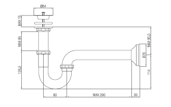 PB Unix P syfon rurowy metalowy, w zestawie z odpływem 1 1/4" ze stali nierdzewnej RVS 1208969828
