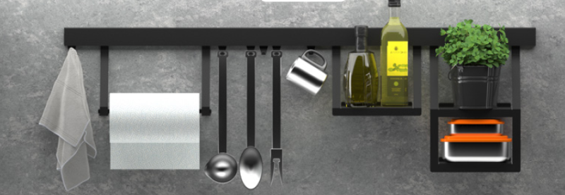 Epka Luxion Podwójny Wieszak na Szyny Kuchenne Metalowy Czarny 1208969967