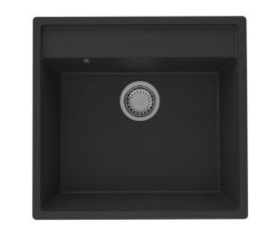 GraniteMy Bremen Granitowy Zlew 53x50 cm Czarny - Montaż Powierzchniowy, Podblatowy i Wpustowy z Otworem na Kran i Metalową Zatyczką Gun 1208969971 - Productafbeelding