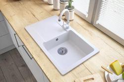 Graniteland Liri Granitowy Biały zlew z ociekaczem 765x448 mm 1208969990