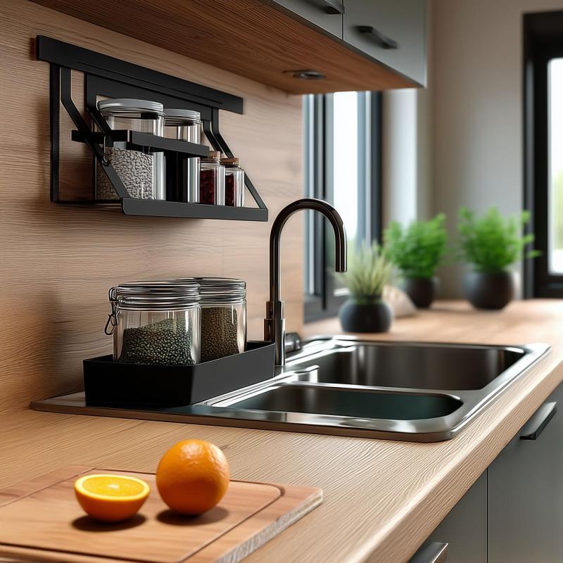 Set kuchennych relingów Epka Luxion 60 cm z akcesoriami, metalowy, z ukrytym mocowaniem, czarny 1208969993.