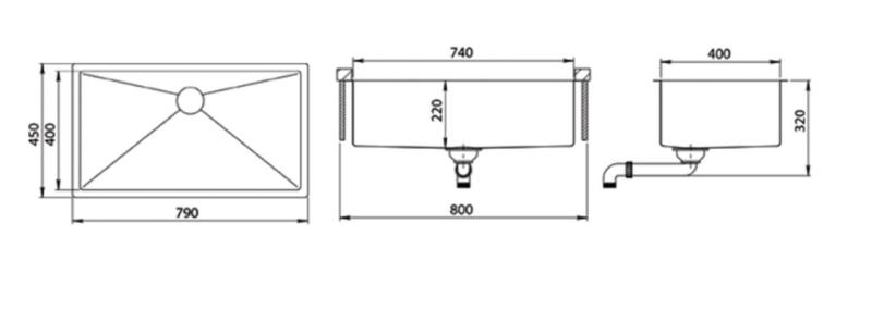 Ausmann Mosel stalowy zlewozmywak duży ze stali nierdzewnej - PVD stal nierdzewna 74x40 uniwersalny 1208970025