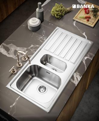 Banka Centurio 100-15 RVS 1,5 Zlewozmywak nakładany 100 x 50cm z Ociekaczem 1208970035