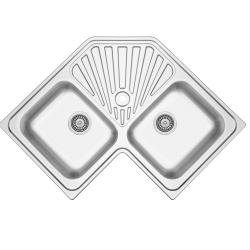 Banka Montreal RVS Narożna Zlewka do Montażu 83 x 83 cm z Obszarem Odpływowym 1208970036