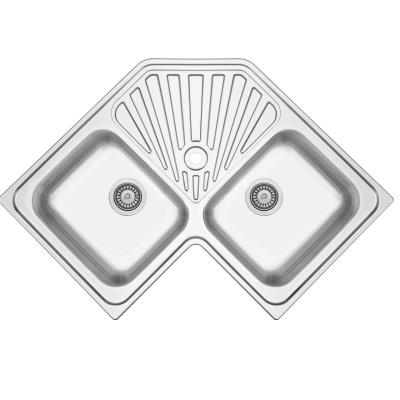 Banka Montreal RVS Narożna Zlewka do Montażu 83 x 83 cm z Obszarem Odpływowym 1208970036