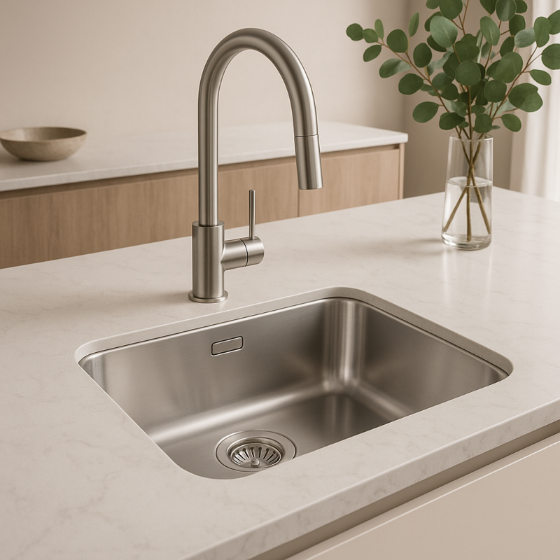 Zlew ze stali nierdzewnej Banka IB5040 o wymiarach 50 x 40 cm, do montażu pod blatem 1208970037