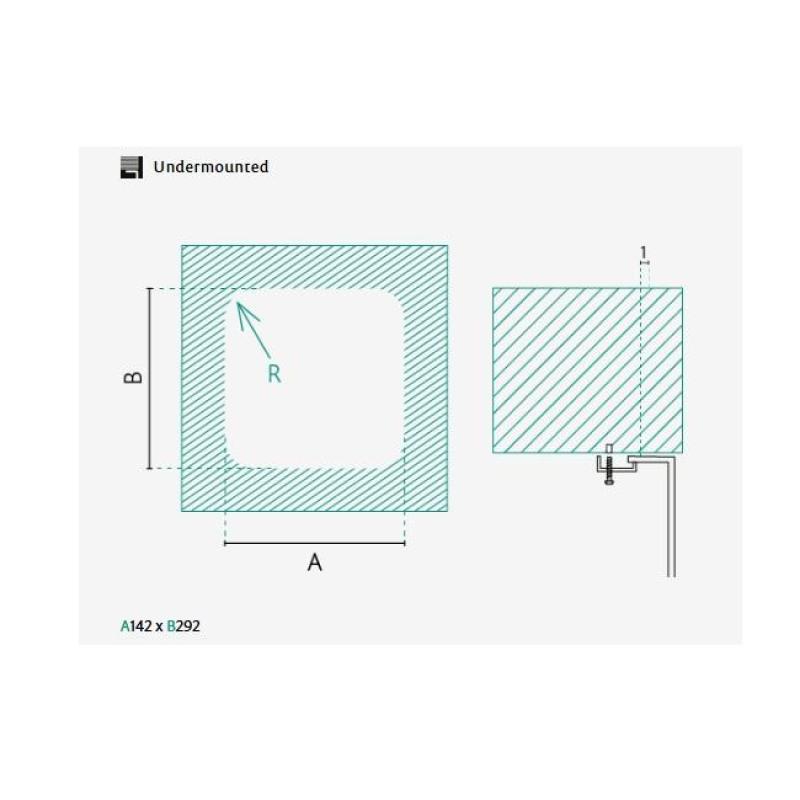 IB1530 RVS Zlewozmywak 146 x 296 mm Podblatowy 1208970041