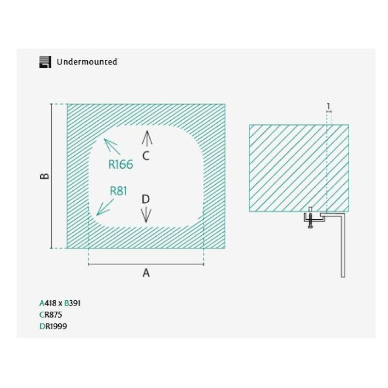 Banka Denver Zlewozmywak ze stali nierdzewnej 41 x 41 cm Podblatowy 1208970049