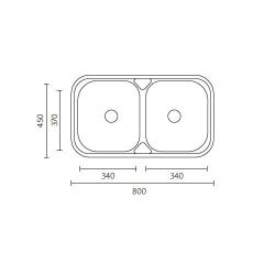 Banka Halifax RVS podwójna zlewka montażowa 80x45 cm 1208970060