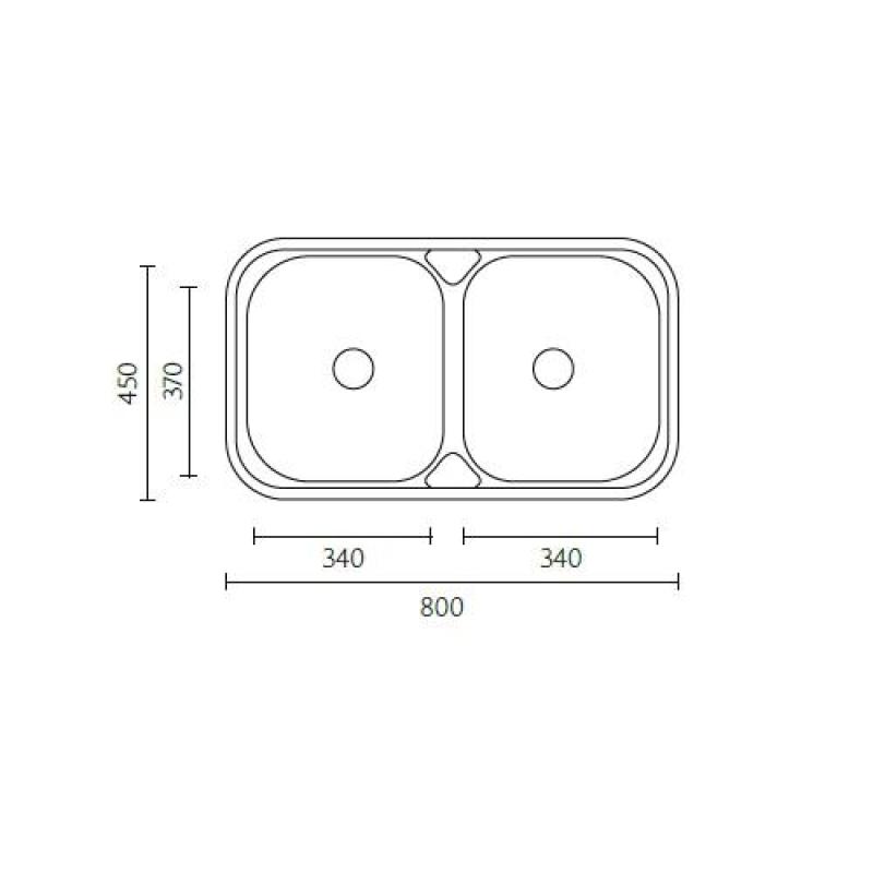 Banka Halifax RVS podwójna zlewka montażowa 80x45 cm 1208970060