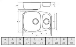 Zlew podwieszany Banka Alaska RVS 1.5 524 x 400 mm 1208970064