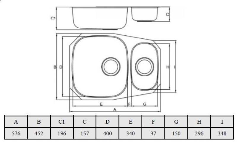 Banka Alaska Nierdzewna stal 1,5 Zlew podblatowy 524 x 400 mm 1208970064