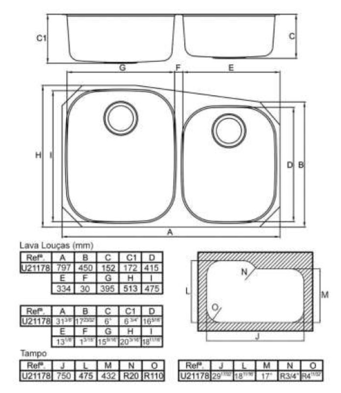 Banka Princess Podwójny zlew ze stali nierdzewnej do montażu podblatowego 750 x 475 mm 1208970067