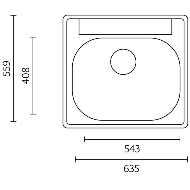 Banka Detroit RVS Zlewozmywak 635 x 559 mm Nakładany z otworem na baterię 1208970077
