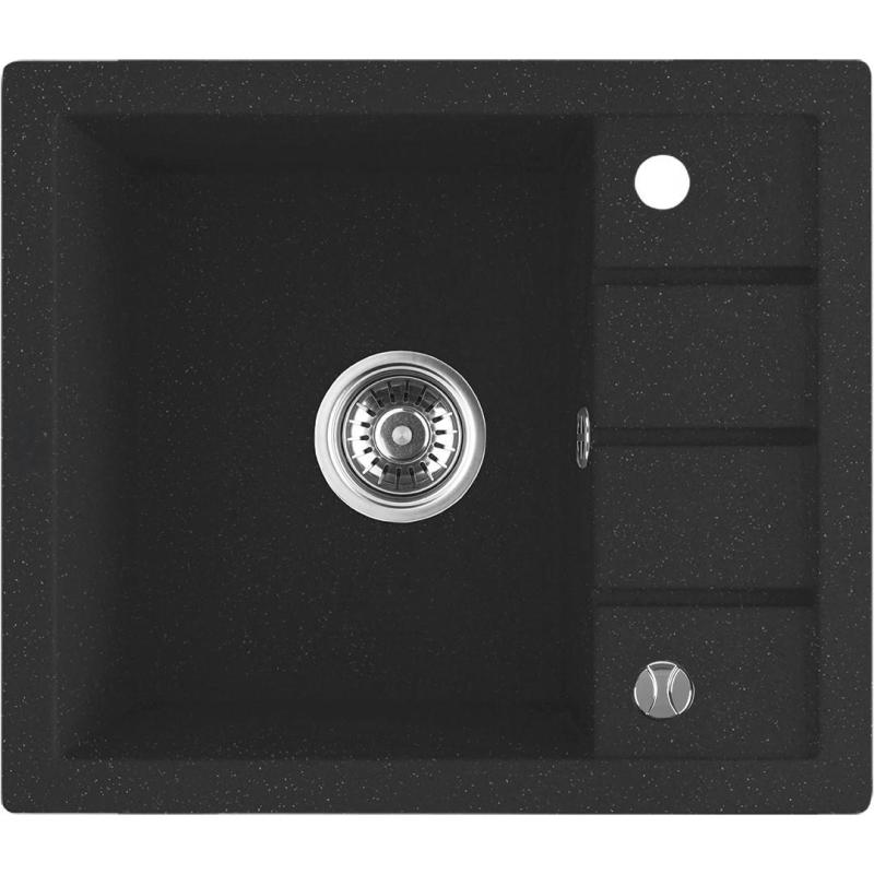 Aquadesign Somerset Granitowy Zlewozmywak Nablatowy Antracytowy z Małym Ociekaczem 570 x 495 mm 1208970084