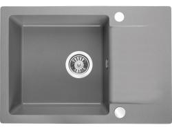 Aquadesign Kensley Set - Granitowy Zlew Nablatowy Szary z Małym Ociekaczem i Kuchenną Baterią, 65 x 44 cm 1208970086