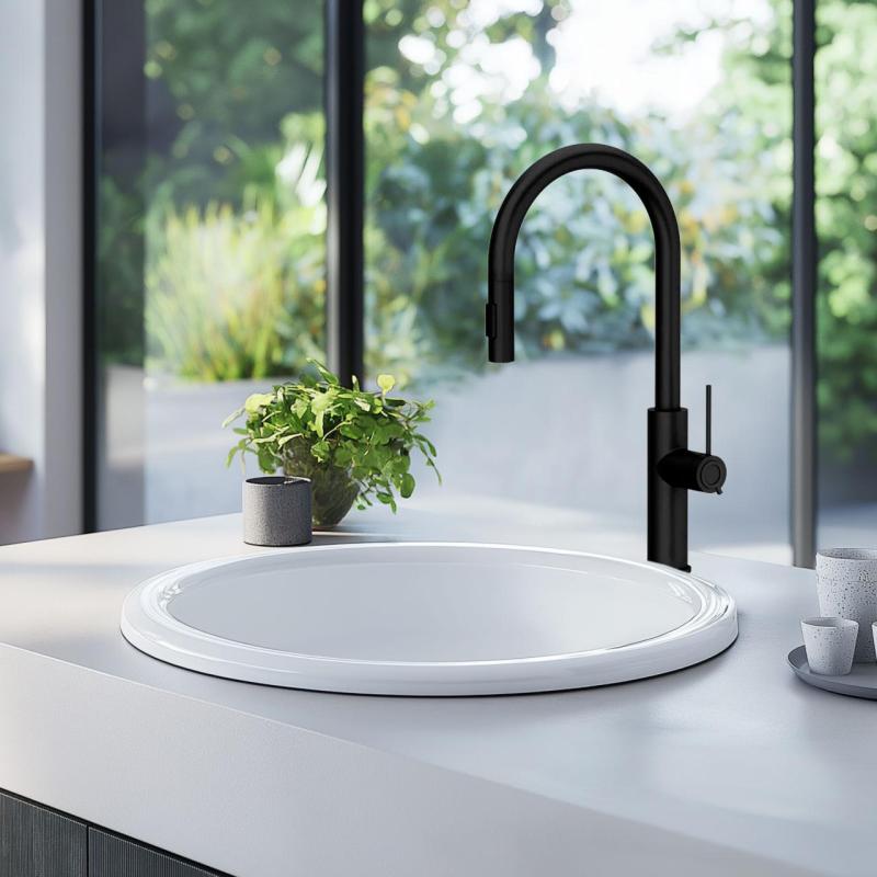 Ausmann Ceramic Brook ceramiczna biała okrągła umywalka nablatowa 1208970092