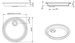 Ausmann Ceramic Glade - Płytka Ceramiczna Biała Okrągła Umywalka Nablatowa 1208970093