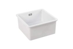 Ausmann Ceramic Ember Ceramiczny Biały Kwadratowy Zlew Montowany od Góry i od Dołu 40 x 40 cm z Wtyczką ze Stali Nierdzewnej 1208970094