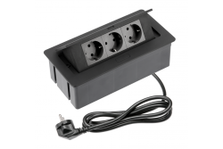 Gniazdko meblowe SOFT 3x gniazdo Schuko, kabel zasilający z wtyczką, czarny.