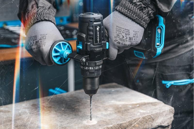 Mocna wiertarko-wkrętarka udarowa Högert, bezszczotkowa, 18V