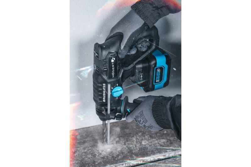 HÖGERT akumulatorowa wiertarko-wkrętarka udarowa, bezszczotkowa, 18V, z funkcją dłutowania.