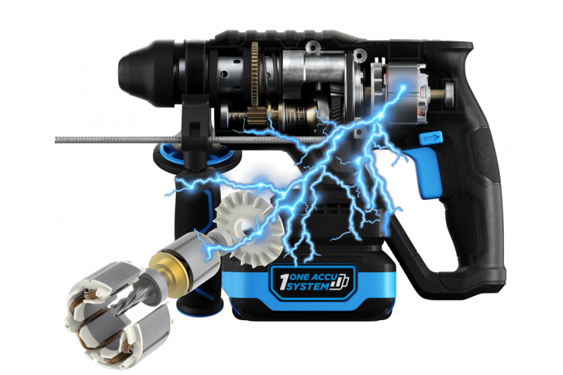 HÖGERT akumulatorowa wiertarko-wkrętarka udarowa, bezszczotkowa, 18V, z funkcją dłutowania.