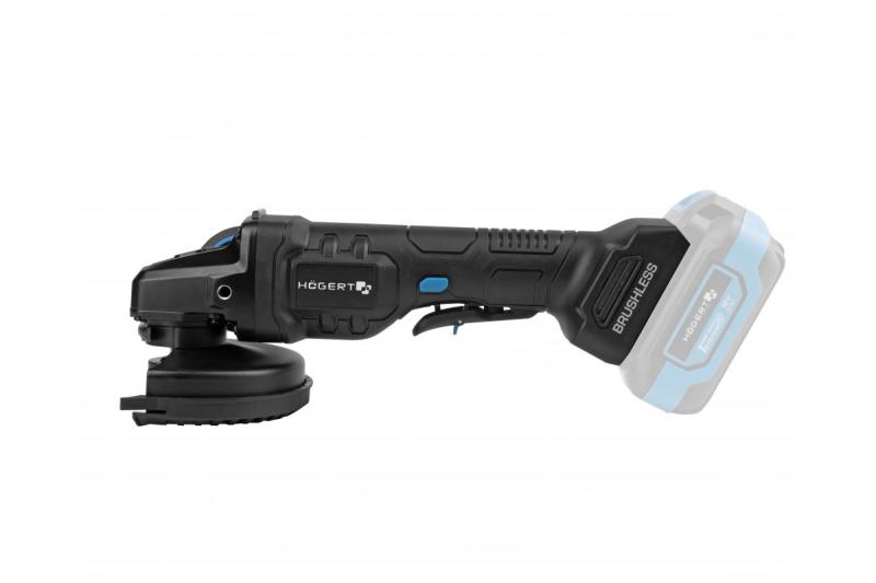 HÖGERT Bezprzewodowa szlifierka kątowa z włącznikiem łopatkowym, 125MM, 18V - bez akumulatora.
