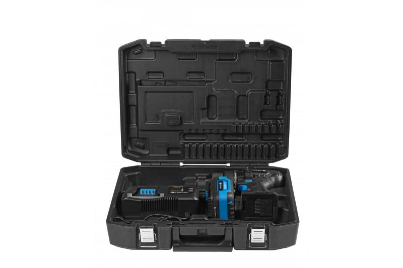 HÖGERT wiertarko-wkrętarka 18V, zestaw z akumulatorem, ładowarką, uchwytem bitów, magazynkiem wierteł.