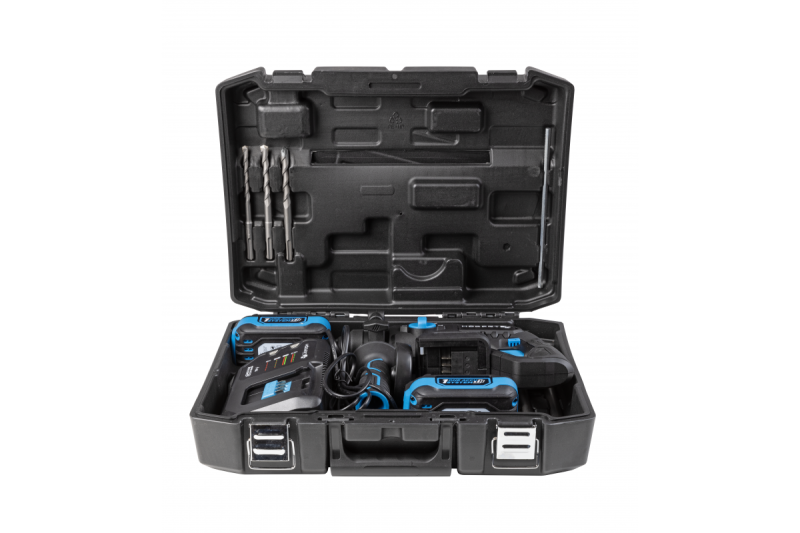 Zestaw wiertarki akumulatorowej HÖGERT, 18V, OneAccuSystem, z akumulatorem, ładowarką i walizką