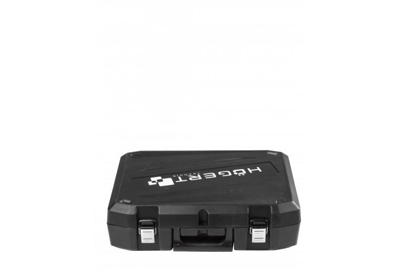 HÖGERT Bezprzewodowa szlifierka kątowa z włącznikiem łopatkowym, 125MM, 18V - Zestaw (bateria, ładowarka, akcesoria)