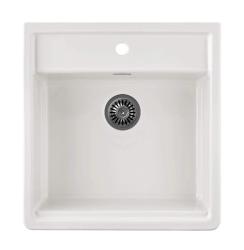 Ausmann Ceramic Panor Shade Ceramic White Butler Zlew - Podwieszany i wpuszczany 630 x 597 mm z półką na baterię i zatyczką w kolorze gunmetal 1208970551