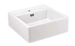 Ausmann Ceramic Panor Shade Ceramic White Butler Zlew - Podwieszany i wpuszczany 630 x 597 mm z półką na baterię i zatyczką w kolorze gunmetal 1208970551