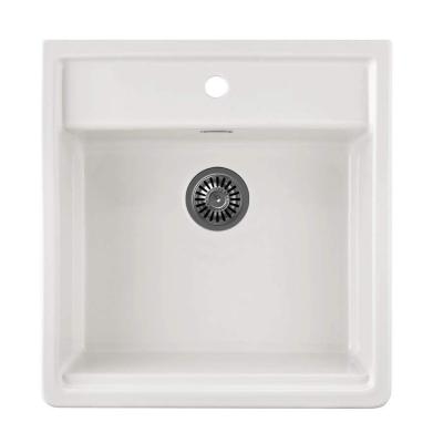 Ausmann Ceramic Panor Shade Ceramiczna biała umywalka Butler - podblatowa i wpuszczana 630 x 597 mm z otworem na baterię i korkiem z brązu 1208970551