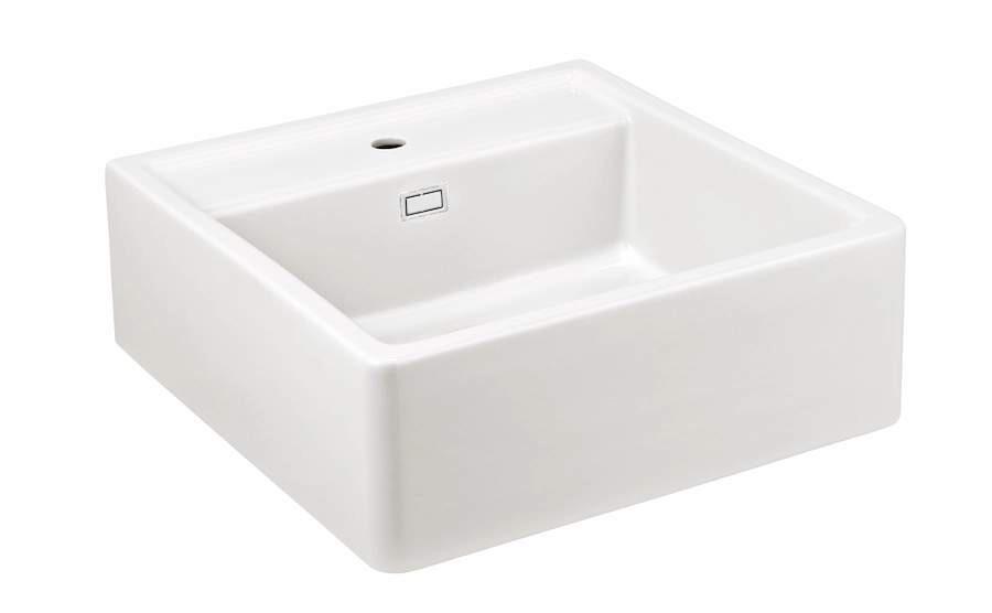 Ausmann Ceramic Panor Shade Ceramiczny Biały Zlew Butler - Podwieszany i Wbudowany 630 x 597 mm z półką na baterię i białym korkiem 1208970556