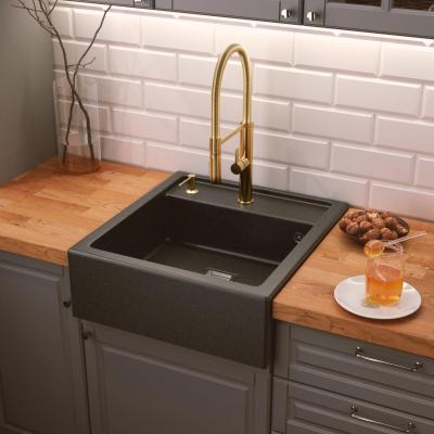 Graniteland Arno Granieten Arduin hardsteen look Zlewozmywak nabudowy 582x620mm z kwadratowym korkiem ze stali nierdzewnej 1208970600