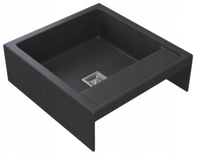 Graniteland Arno Granitowy Czarny Zlew podbudowa 582x620mm z kwadratowym korkiem ze stali nierdzewnej 1208970602.