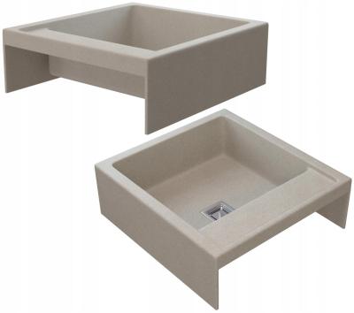 Graniteland Arno Granitowy Beżowy Piaskowy Zlew do Zabudowy 582x620mm z Kwadratowym Korkiem ze Stali Nierdzewnej 1208970603
