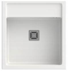 Graniteland Arno Granitowy Biały Zlew nakładany 582x620mm z kwadratowym korkiem ze stali nierdzewnej 1208970604.